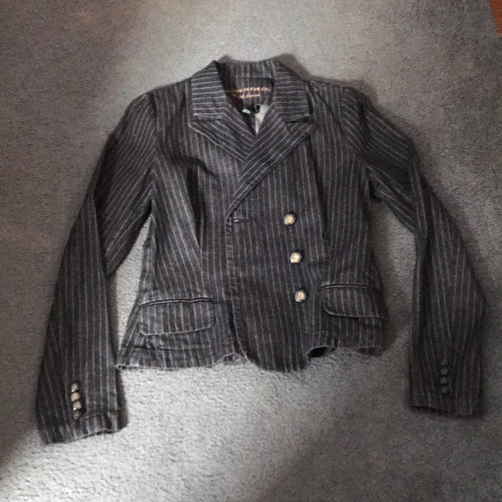 Ralph Lauren Women's Dark Navy Pinstripe Jean Jacket